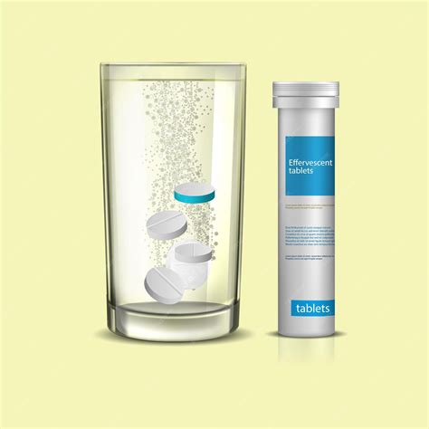 Premium Vector | Illustration of soluble round tablets in a glass of ...