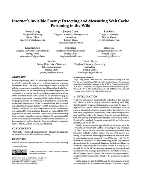 Internet's Invisible Enemy: Detecting and Measuring Web Cache Poisoning in the Wild ...