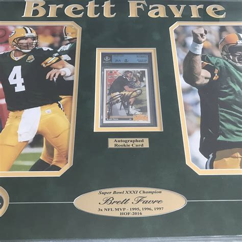 Brett Favre // Framed Packers Collage + Signed Rookie Card ...