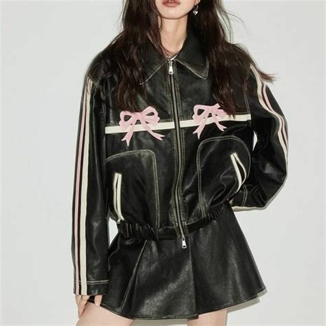DIDDI MODA Black Ribbon Line Over Leather Jacket | Uturi -海外ブランドアイテム ...