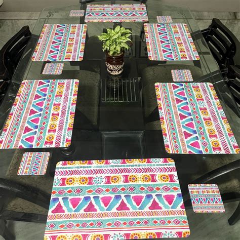 Buy Printed Dining Mats Set with Tea Coasters | Loomsmith