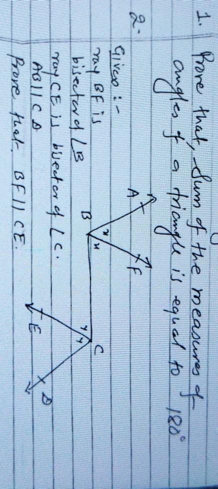 prove that sum of the measures of angles of a triangle is equal to 180 ...