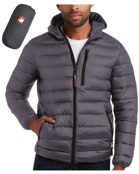 CANADA WEATHER GEAR Men's Puffer Jacket - Lightweight Nylon Packable ...