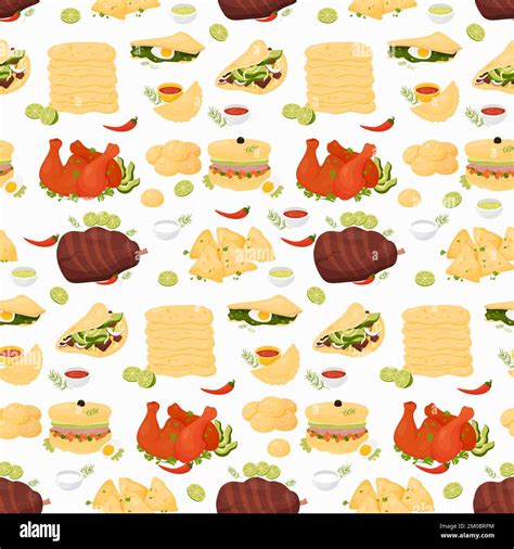 Seamless pattern with Mexican food and latin american traditional ...