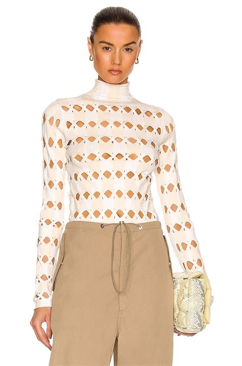 Dion Lee Two Tone Cable Skivvy Top in Ivory & Cream | FWRD