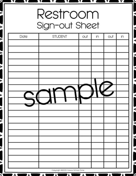 Restroom Sign Out Sheets Bundle - 10 Printable Bathroom Classroom Sheet