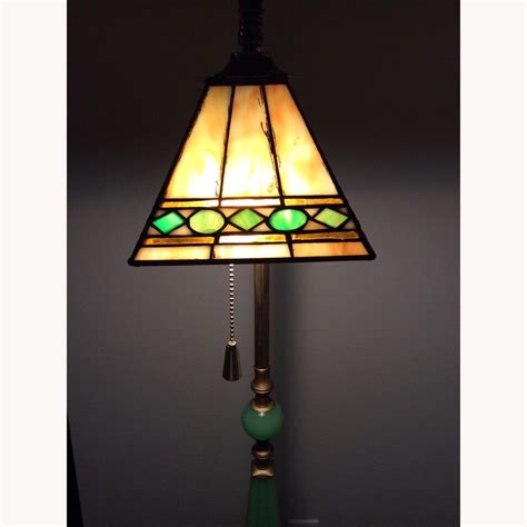 Antique Art Deco Jadeite Cast Iron Floor Lamp - AptDeco