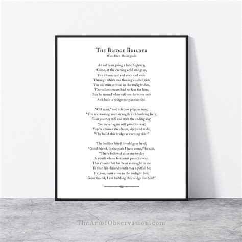 The Bridge Builder Poem Art Print Father's Day Gift Meaningful Dad Gift ...