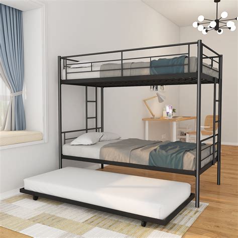 Bunk Beds, Upgrade Reinforcement Twin Over Twin Metal Bunk Bed Frame ...