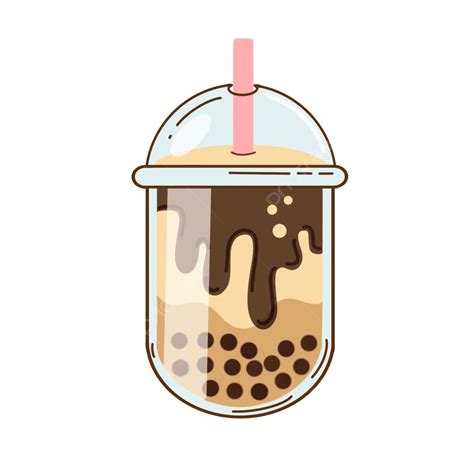 Brown Sugar Boba Milk Tea Illustration, Boba, Drinks, Sweet PNG ...