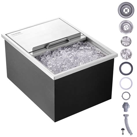 VEVOR Drop in Ice Chest, 24"L x 18"W x 13"H Stainless Steel Ice Cooler, Commercial Ice Bin with ...