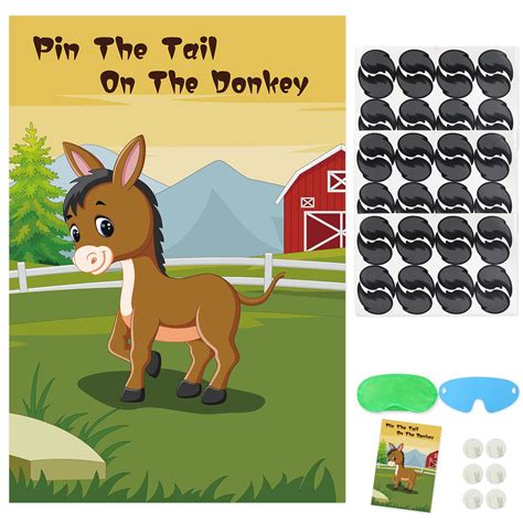 Buy Waenerec Pin The Tail on The Donkey Party Game with 48 Tails ...
