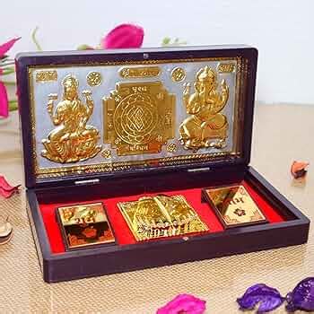 JAIPUR ACE Gold Plated Laxmi Ganesh Charan Paduka Yantra | Devotional ...