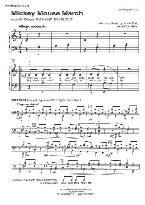 Jimmie Dodo-Mickey Mouse March Sheet Music pdf, -ミッキーマウスマーチ 楽譜 - Free ...