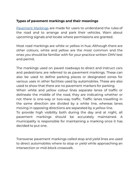 PPT - Types of pavement markings and their meanings PowerPoint ...