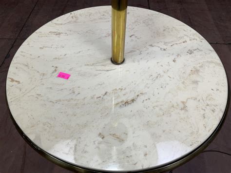 Lot - Vintage Marble Floor Lamp Table Combo w/ Claw Feet