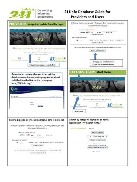Fillable Online 211info Database Guide for Providers and Users Fax ...