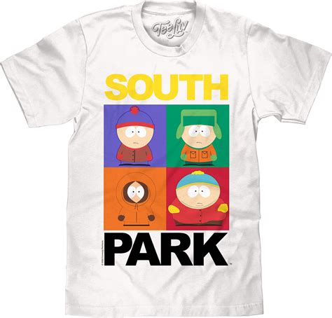 Tee Luv Men's South Park T-Shirt - Stan Kyle Kenny and Cartman Cartoon ...
