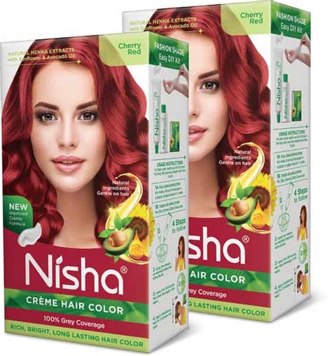 Buy NISHA CREME HAIR COLOR CHERRY RED 120G PACK OF 2 | AMMONIA FREE ...