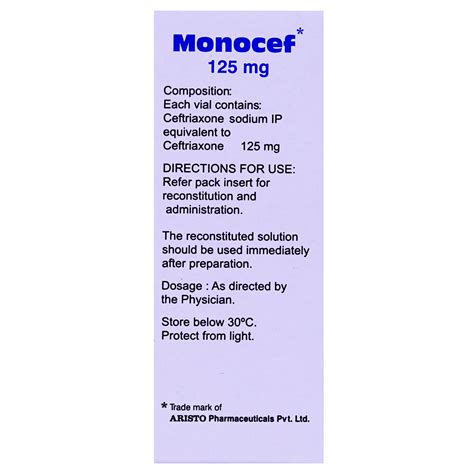 Monocef 125mg Injection 1's Price, Uses, Side Effects, Composition ...