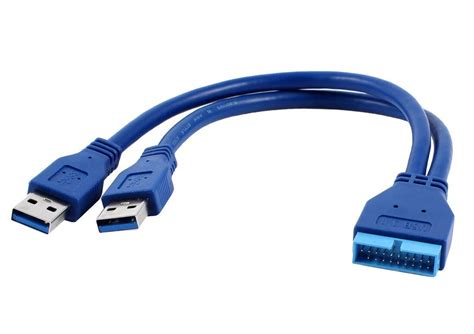 Eatech Dual 2-Way Port USB 3.0 Type A Male to Male 20 Pin Motherboard ...