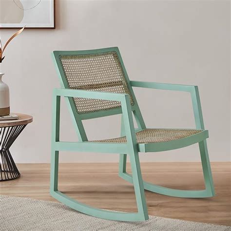 Chumbak French Rattan Rocking Chair - Teal (1 Seater Rocking Chair ...