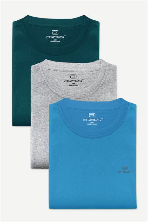 Round Neck - Solid T-Shirt Pack Of 3 Combo For Men | Ariser – Uathayam