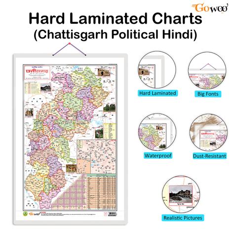 JoGenii|Set-of-2-|-2-IN-1-CHATTISGARH-POLITICAL-Map-AND-PHYSICAL-Map-IN ...