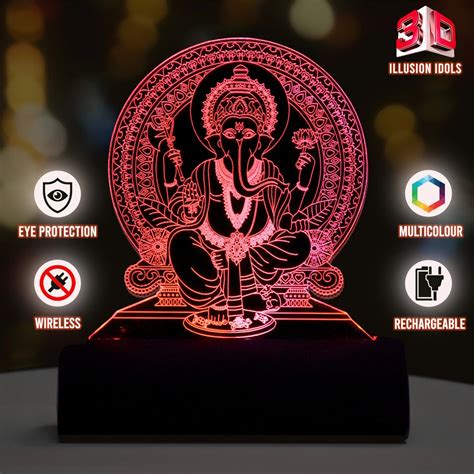 Ganesh 3D Illusion Car Dashboard LED Light Acrylic – GoofyShop.in