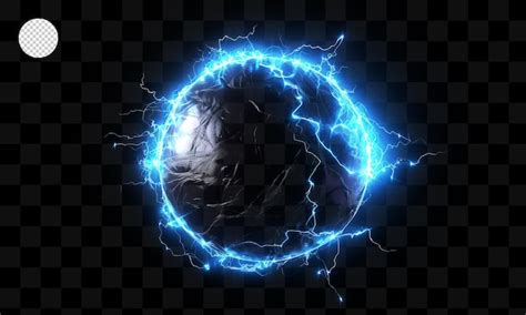 Uma foto de uma bola de relâmpago com a luz azul em um fundo ...