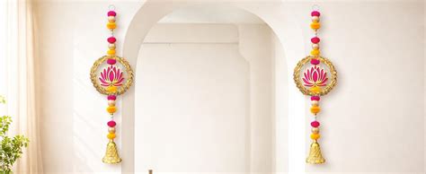 Divyakosh MDF Wood Lotus Hanging 10 Pcs ;16 INCH | Temple Decorative ...