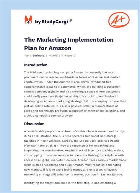 Marketing Implementation Plan Example 的图像结果