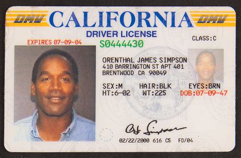 O. J. Simpson's California State Driver's License (2000) | RR