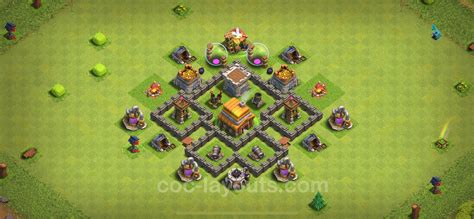 Best Base TH4 with Link Anti Everything - Town Hall Level 4 Base Copy ...