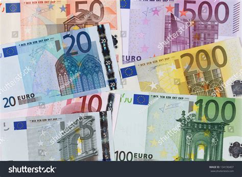 All Current Euro Banknotes Forming A Background Stock Photo 134190407 ...