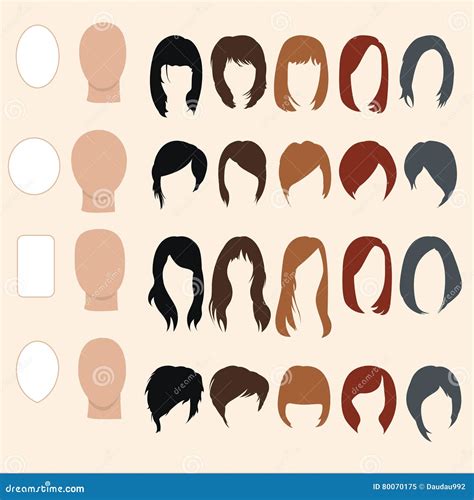 Set of Hairstyles for Different Face Shapes Stock Vector - Illustration ...