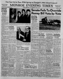 Monroe Evening Times Archives, Apr 22, 1964, p. 1