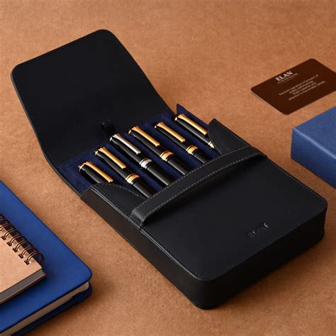 Elan Leather 6 Pen Holder - Blue – Makoba