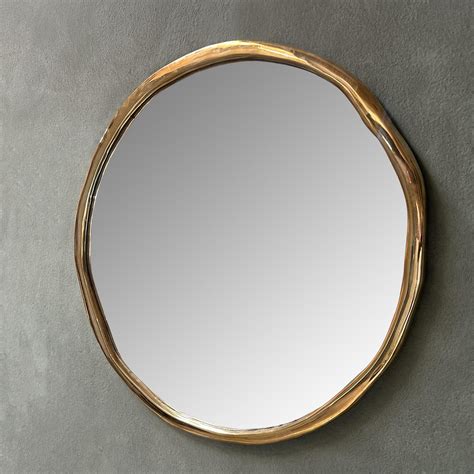 Round Solid Brass Wall Mirror, Heavy Unlacquered Brass Bathroom Mirror ...