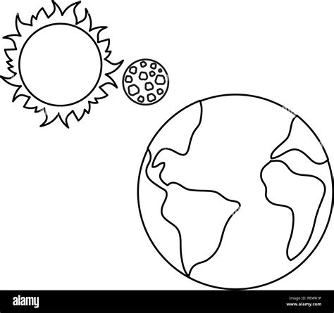 Earth Sun And Moon Coloring Page