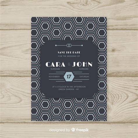 Hochzeitseinladungsschablone im Kunst-Deko-Design | Kostenlose Vektor