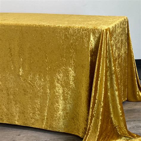 90 x 132 Inch Rectangular Crushed Velvet Tablecloth Gold | Bridal ...