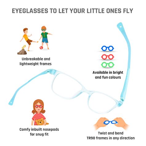 Buy Kids Glasses: Blue Transparent Sky Blue Full Rim Rectangle Kids 5-8 ...