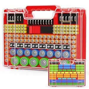Molutsody Battery Organizer Storage Holder Box Case with Tester, Stores ...