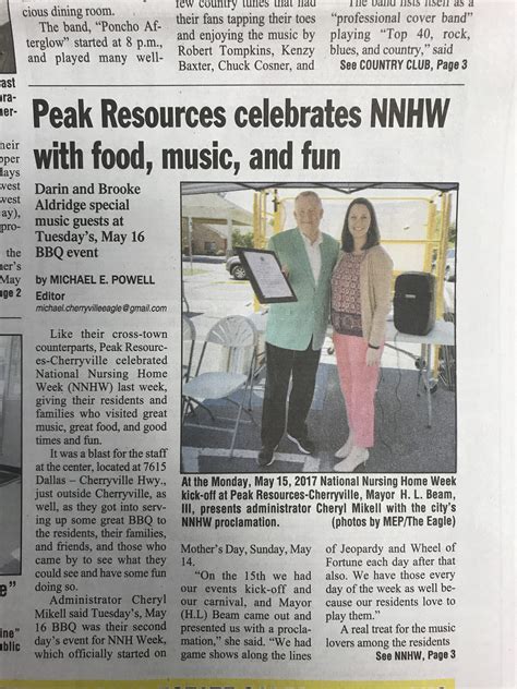 Peak Resources Cherryville Featured in the Cherryville Eagle for ...