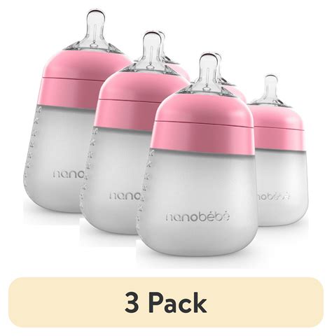 (3 pack) Nanobebe Anti-Colic Flexy Silicone Baby Bottles | Pink, 9 oz ...