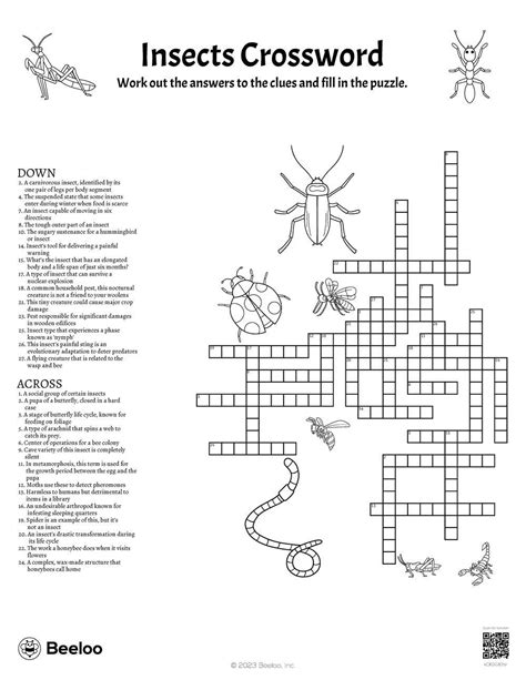 Insects Crossword • Beeloo Printable Crafts and Activities for Kids