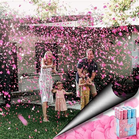 Gender Reveal Confetti Cannon - 4 Pack - Blue and Pink Biodegradable ...