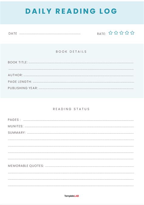 18 Printable Reading Log Templates for Kids & Adults [Free ...