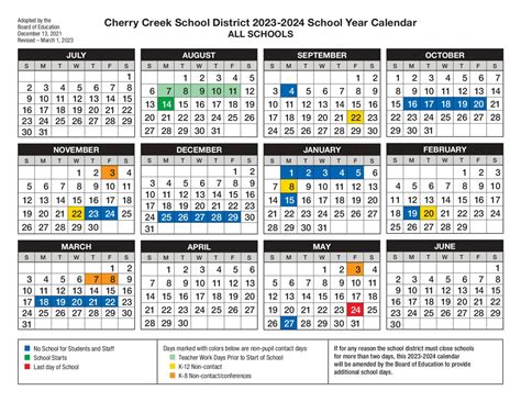 Cherry Creek School District Calendar 2024-2025 [Public School]